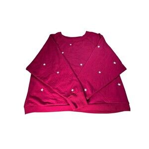 Universal Thread fleece Red sweatshirt embroidered white stars Women XXL Cozy